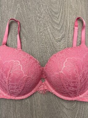 Victoria's Secret Bra Women 34DD Pink Push Up Lace Padded Underwire